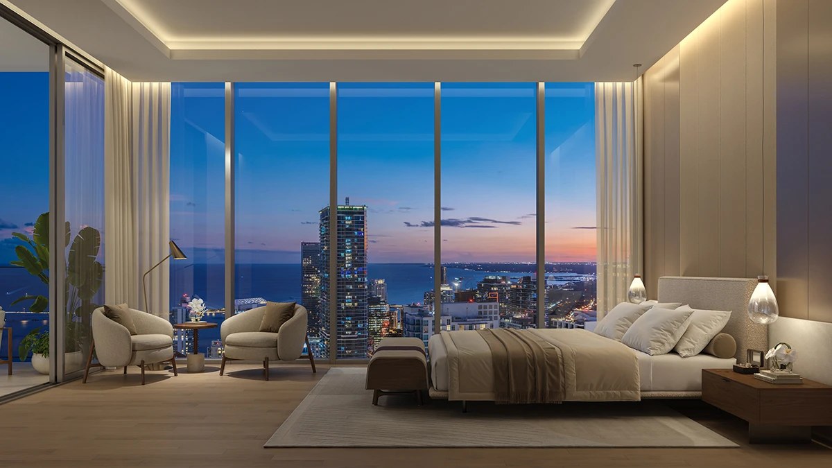 Nobu 619 Brickell Miami FL primary bedroom bar with views of the bay, plus in-residence dining and private chef services.  <img class=