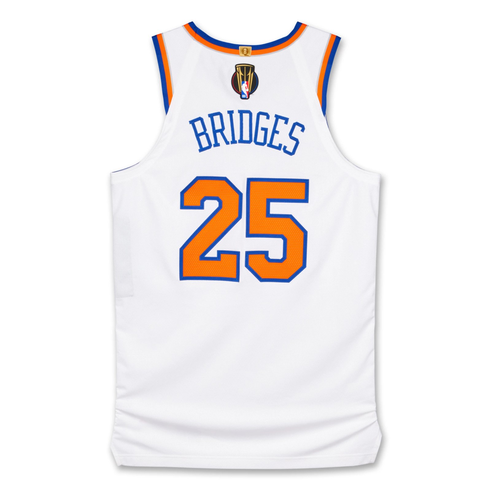 View 1 of Lot 9: Mikal Bridges New York Knicks 2025-2026 Emirates NBA Cup Semifinals Game Worn Association Edition Jersey 
