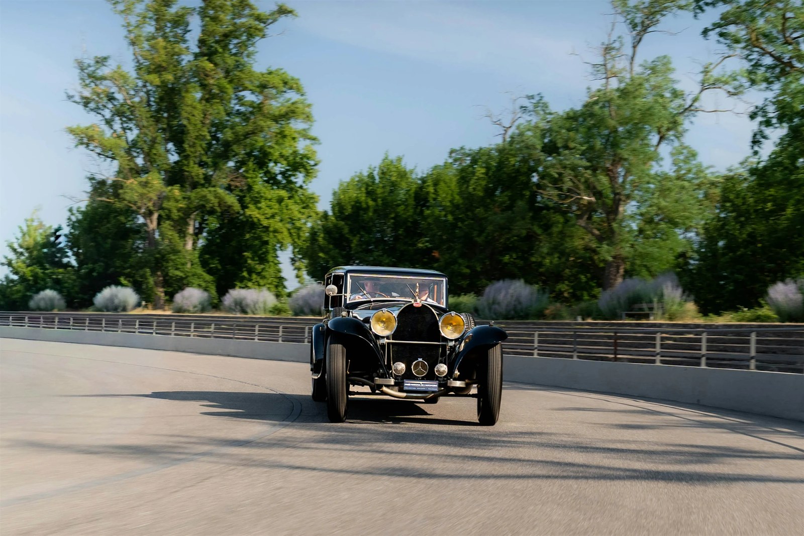 The Bugatti Royale Park Ward drives on the track for the first time in forty years.