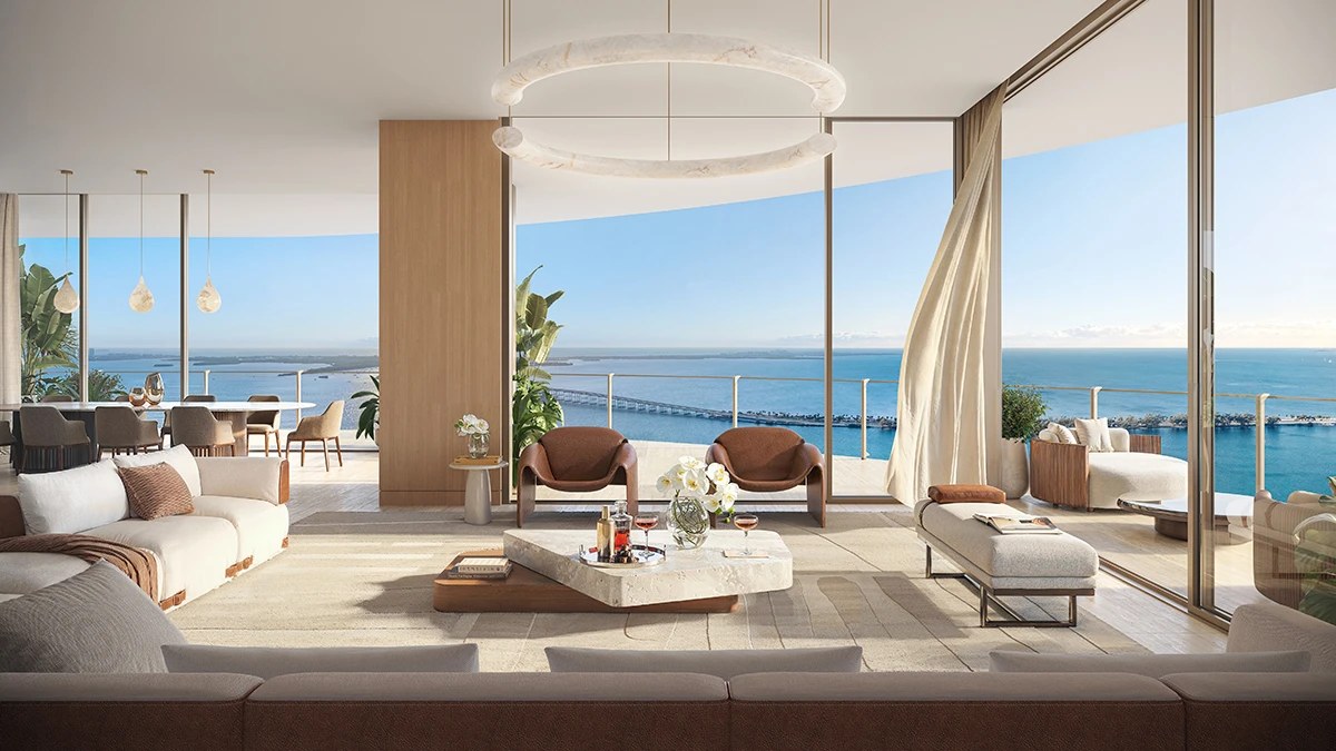 Living room interior of the Nobu Residences in Miami