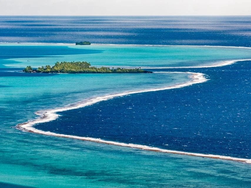 The Raiatea Islands in French Polynesia seen from the water