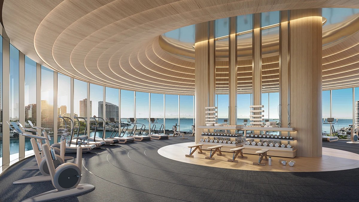 Modern gym facilities at the Nobu Miami residences