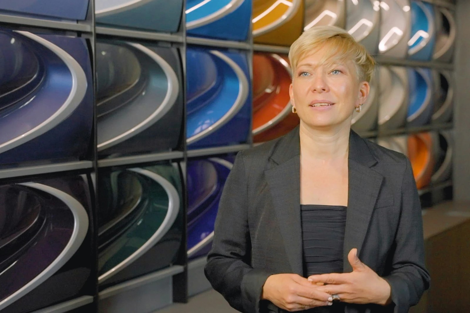 Sabine Consolini, Head of CMF at Bugatti, in the design studio.