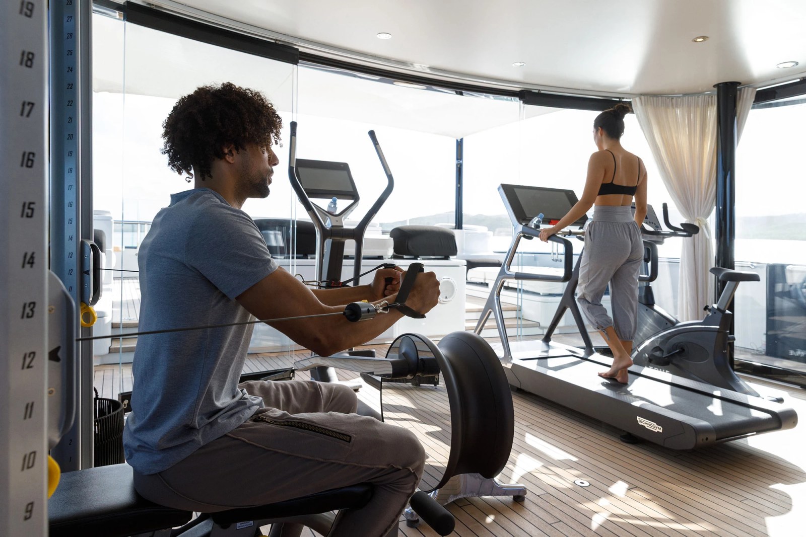 The fully equipped gym on the STARFIRE wellness deck.