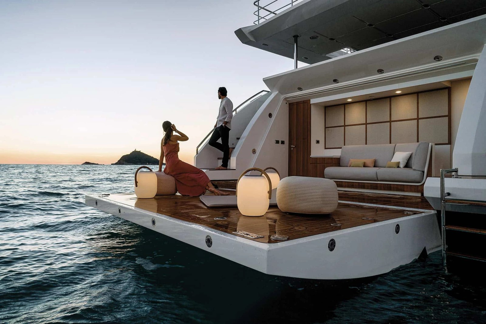 The expansive deck of the Azimut Grande 32M