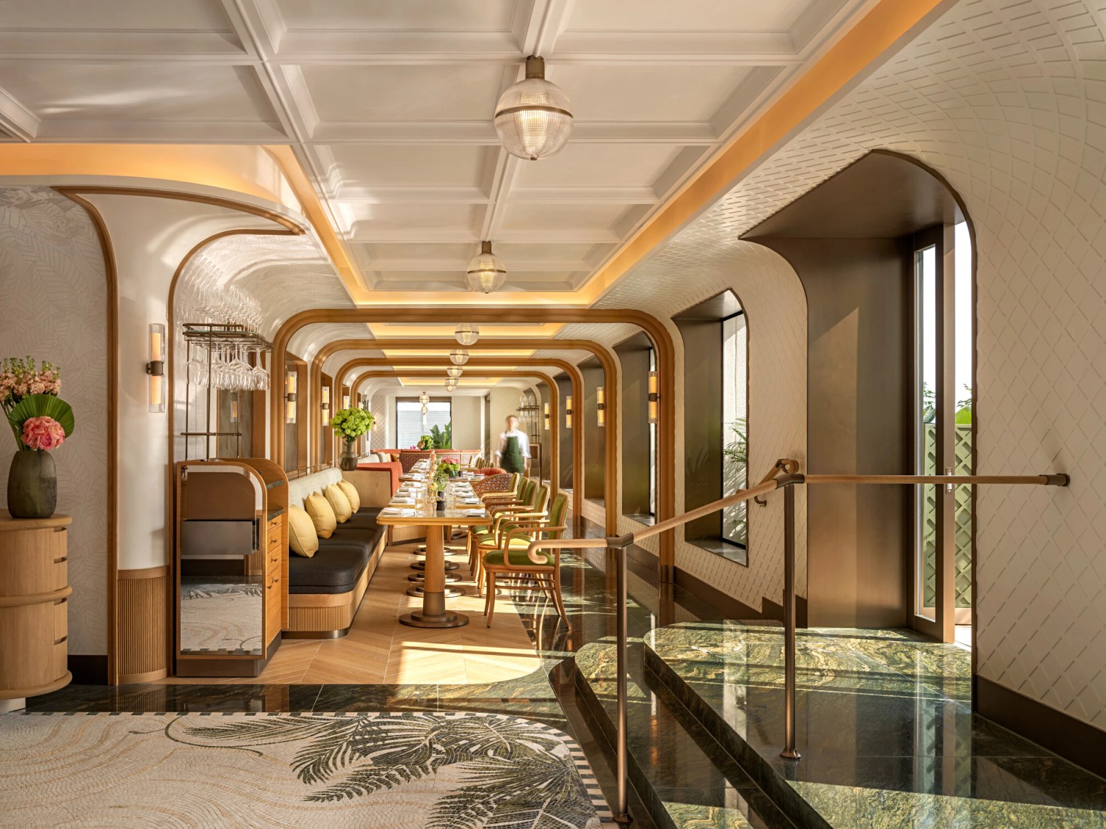 The rooftop terrace bar at Mandarin Oriental, offering views over the city.