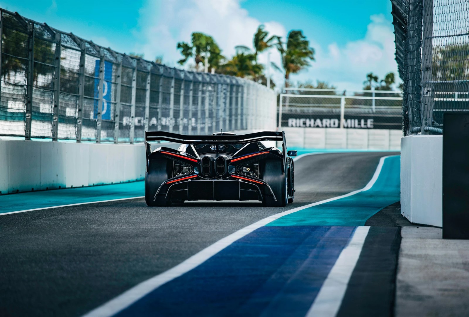 The Bugatti Bolide on track at the Miami International Autodrome