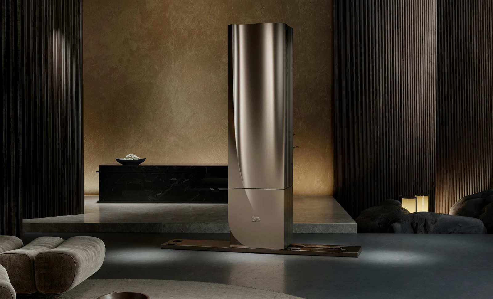 The C SEED BUGATTI N1 in its closed sideboard state, echoing the brand’s Art, Forme, Technique philosophy.