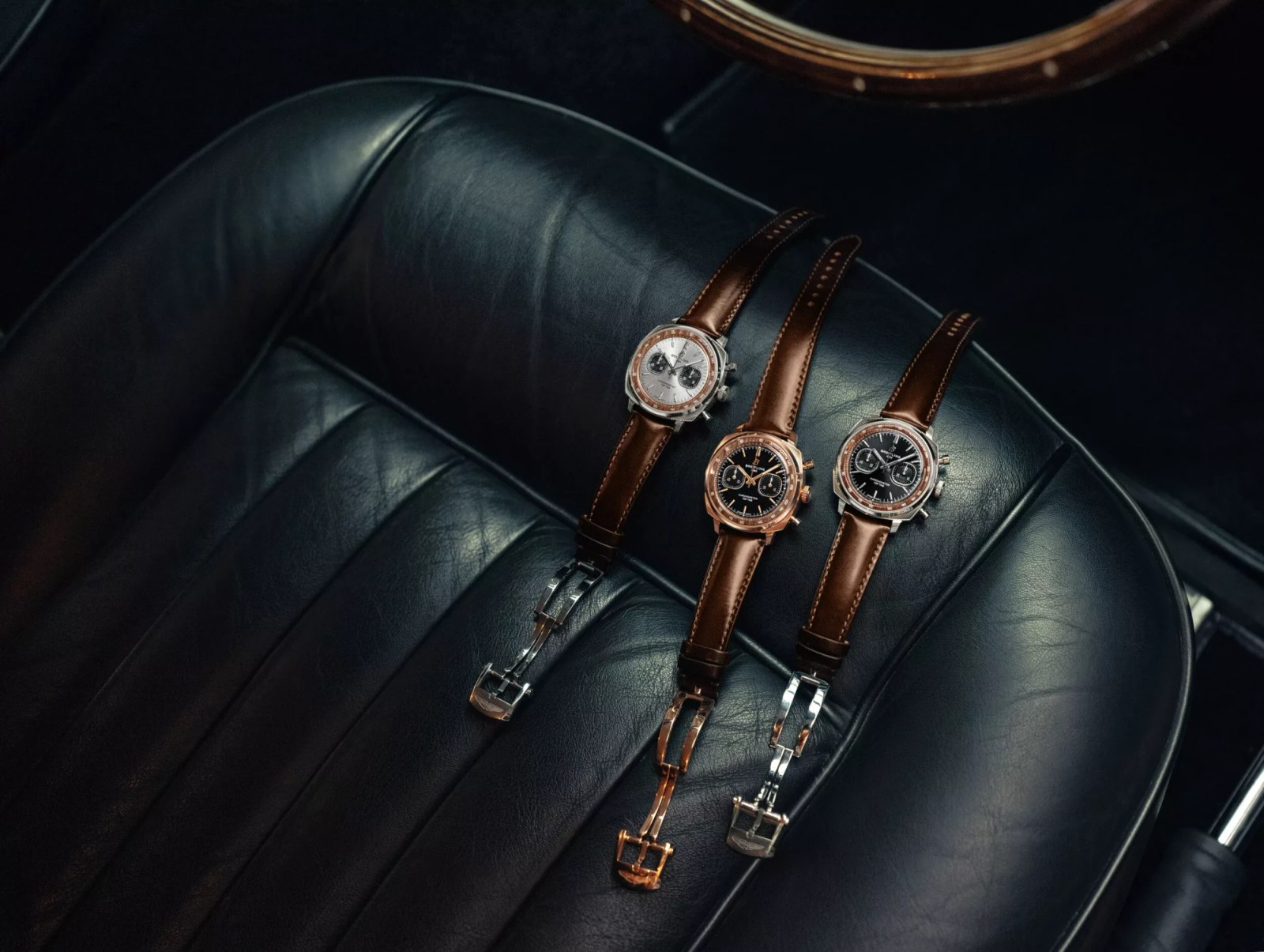 Breitling Top Time DB5 with period-correct pushers and gauge-like subdials