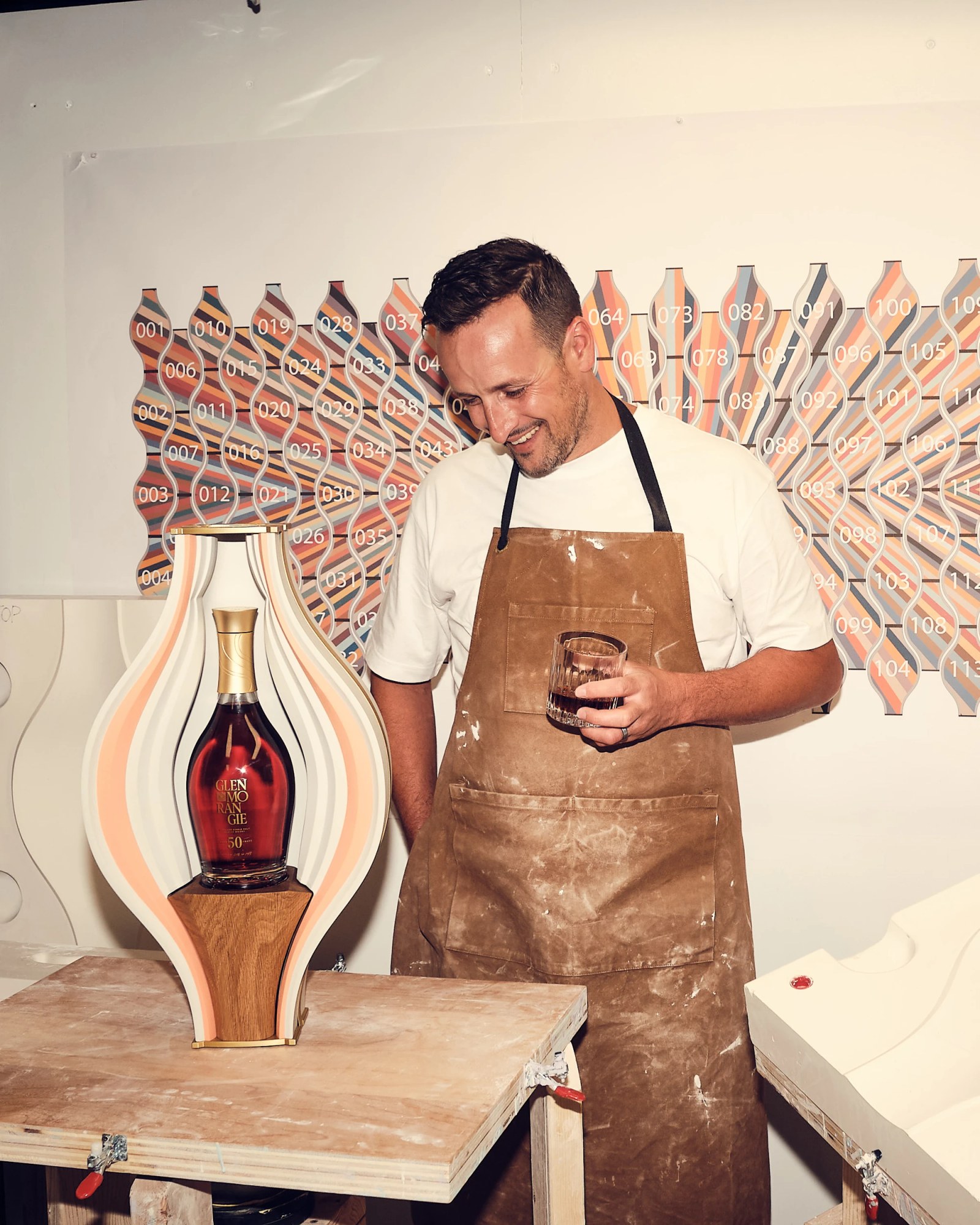 The full set of 149 Glenmorangie ceramic cases forming a single artwork